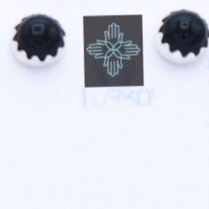 Smaller Navajos Onyx Sterling Earrings